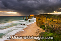 Storm over the Twelve Apostles during sunset. Port Campbell Coastal National Park, Victoria, Australia.