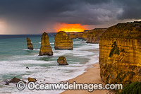 Storm over the Twelve Apostles during sunset. Port Campbell Coastal National Park, Victoria, Australia.
