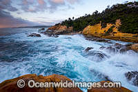Coastal seascape during sunrise at Bermagui, situated at the New South Wales south coast, Australia.