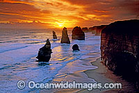 Coastal Seascape. Twelve Apostles sea stacks at sunset. Near Port Campbell, Victoria, Australia