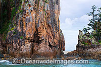 Spectacular rocky coastline showing Honeymooners Beach. Hayman Island, Whitsunday Islands, Queensland, Australia