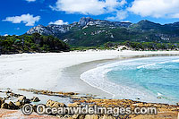 Trousers Point Beach, with Strezlecki National Park granite peaks in background. Flinders Island, Tasmania, Australia