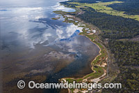 Aerial of Coastal Mud Flats, located in Freycinet National Park, Tasmania, Australia.