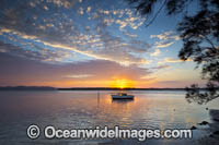 Sunset over Wallis Lake, Forster, New South Wales, Australia.