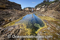 Coastal Seascape, tidal rock pool. Sapphire Coast, Bermagui, New South Wales, Australia.