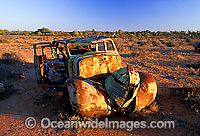 Abandoned old car at sunset. Silverton, South Australia