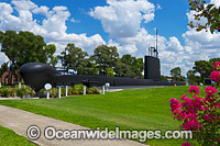HMAS Otway Submarine, an Oberon class submarine, standing proud in Germanton Park in the town of Holbrook, NSW, as a tourist attraction, Australia.