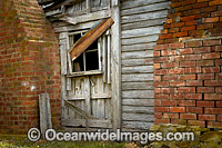 Entry door to an old country homestead house, near Bicheno, Tasmania, Australia.