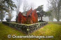 Autumn at Gostwyck Chapel surrounded by Elm trees. Near Uralla, New England Tableland, New South Wales, Australia.