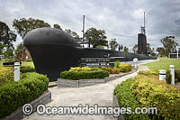 HMAS Otway Submarine, an Oberon class submarine, standing proud in Germanton Park in the town of Holbrook, NSW, as a tourist attraction, Australia.