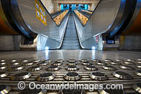 Wynyard Station pedestrian escalator. Sydney, New South Wales, Australia.