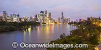 Brisbane City during evening twilight hours. Brisbane, Queensland, Australia.