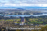 Overview of Canberra City, from Mount Ainslie Lookout. Situated in the Australian Capital Territory, Australia.