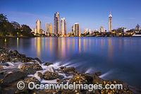 Surfers Paradise during evening twilight hours. Gold Coast, Queensland, Australia.