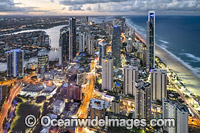 View of Surfers Paradise, taken from the SkyPoint Observation Deck, Q1 building, Queensland, Australia.