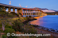 Tasman Bridge during pre-dawn. Hobart, Tasmania, Australia.