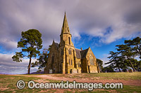 Historic Uniting Church, built in 1885, situated on a hilltop in the town of Ross, Tasmania, Australia.