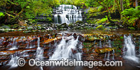 Liffey Falls, one of a series of four distinct tiered cascade waterfalls on the Liffey River, situated in a World Heritage Area in the Midlands region of Tasmania, Australia.