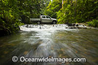 River crossing and cascade, situated at Bruxner Park Flora Reserve, near Coffs Harbour, New South Wales, Australia.