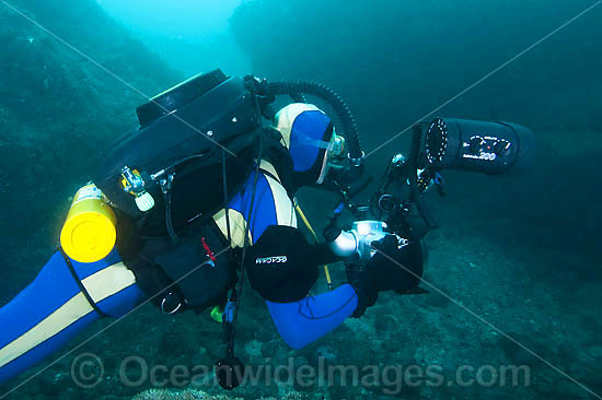 Underwater Photographer with rebreather photo