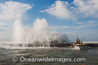 Wave breaking over lighthouse Photo - Chris and Monique Fallows