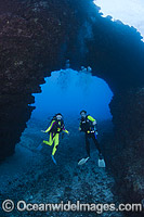 Divers in Cathedral archway Photo - David Fleetham