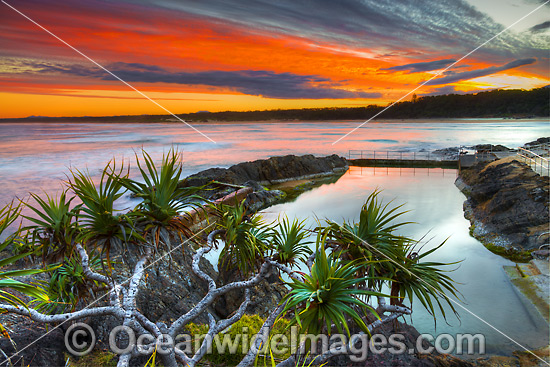 Sawtell Rock Pool at sunset photo
