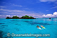 Snorkelers on Coral reef Fiji Photo - Gary Bell